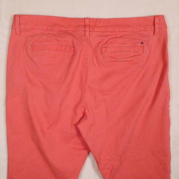 Tommy Hilfiger Coral Cropped Chinos Size 14 Preppy Colorful Straight Leg Pants - Picture 4 of 10